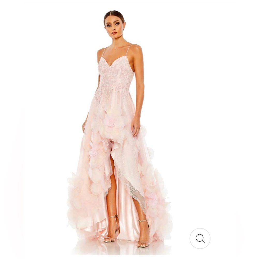 Mac Duggal EMBELLISHED FLORAL HIGH LOW SLEEVELESS GOWN - Color Petal Pink Sz 4